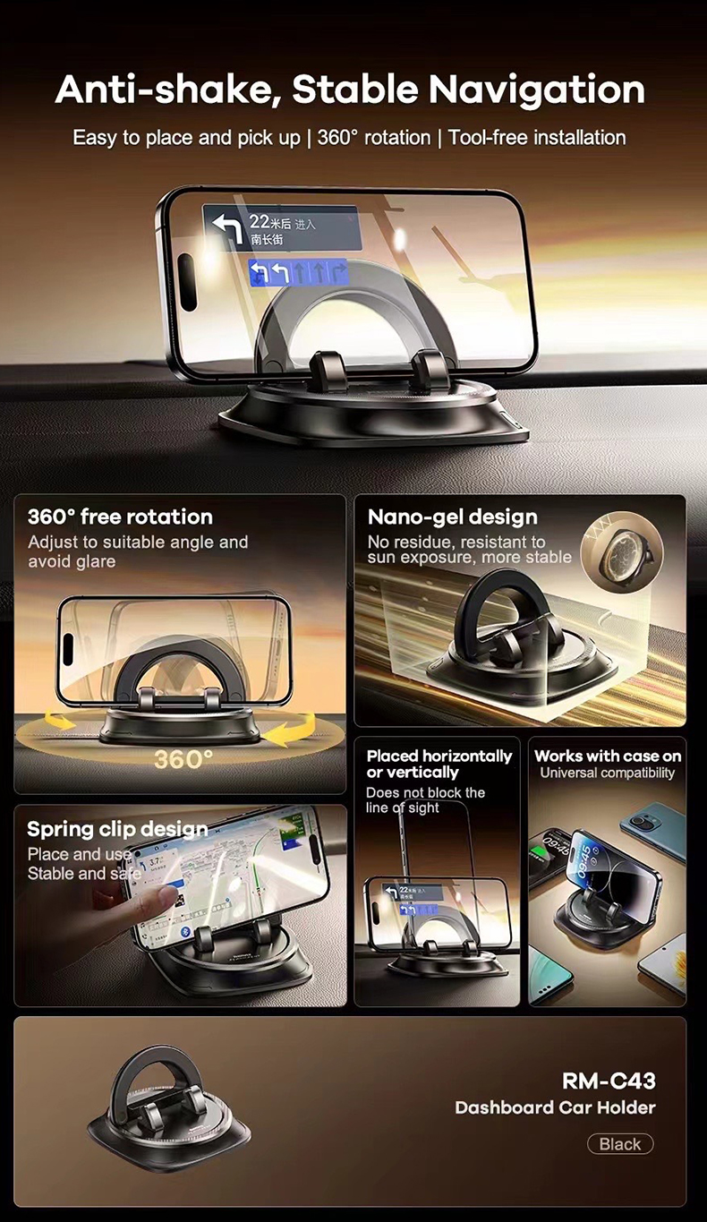 Gadgetoo Remax Rm-C43 Dashboard Car Phone Holder / Car Dashboard Phone Holder